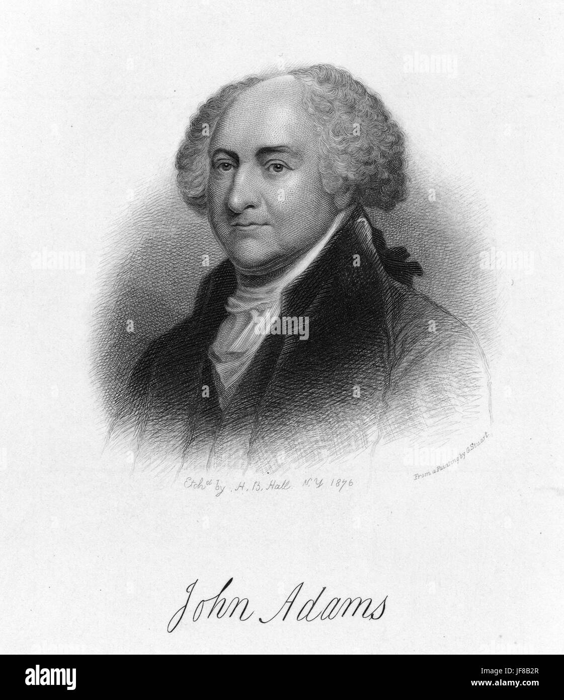Engraved portrait of John Adams, Founding Father and 2nd President of the United States, 1837. From the New York Public Library. Stock Photo