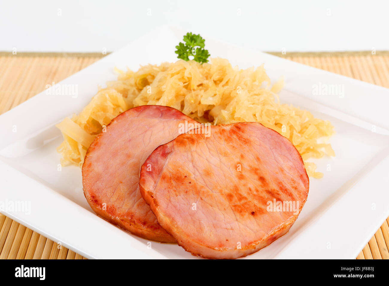 smoked pork chop with sauerkraut Stock Photo
