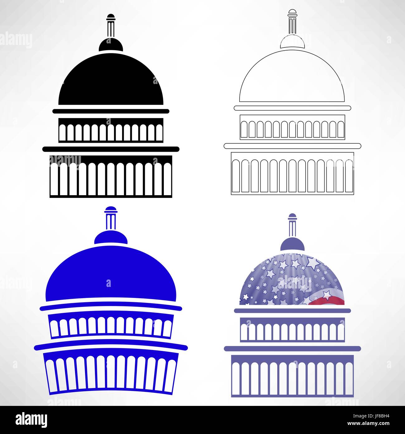 Set of Capitol Icons Isolated on White Background Stock Vector Image ...