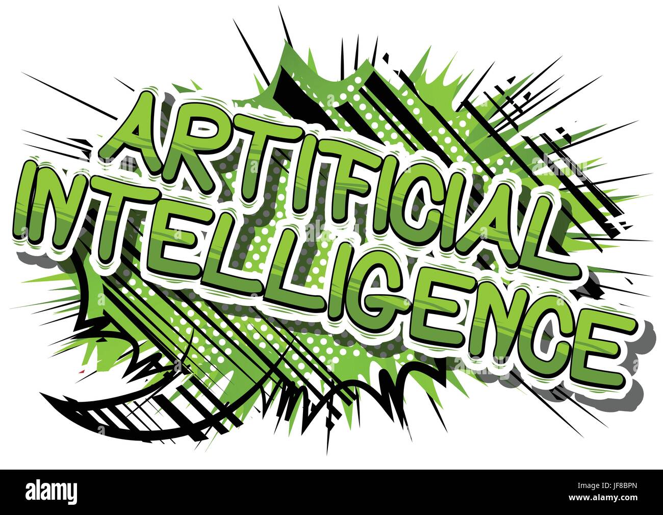 Artificial Intelligence - Comic book style word on abstract background. Stock Vector