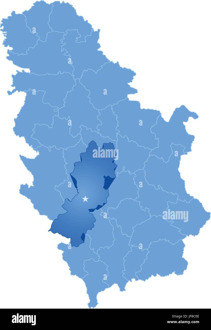 Map of Serbia, Subdivision Raska District Stock Vector