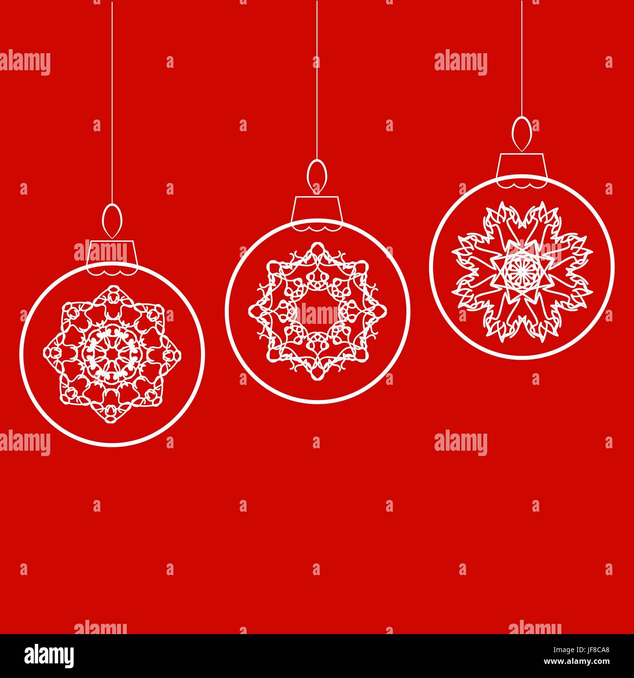 Set of Christmas Balls Isolated on Red Background Stock Vector Image ...