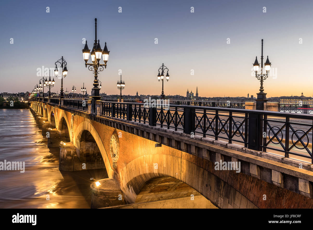 Pont de Pierre in Bordeaux Stock Photo