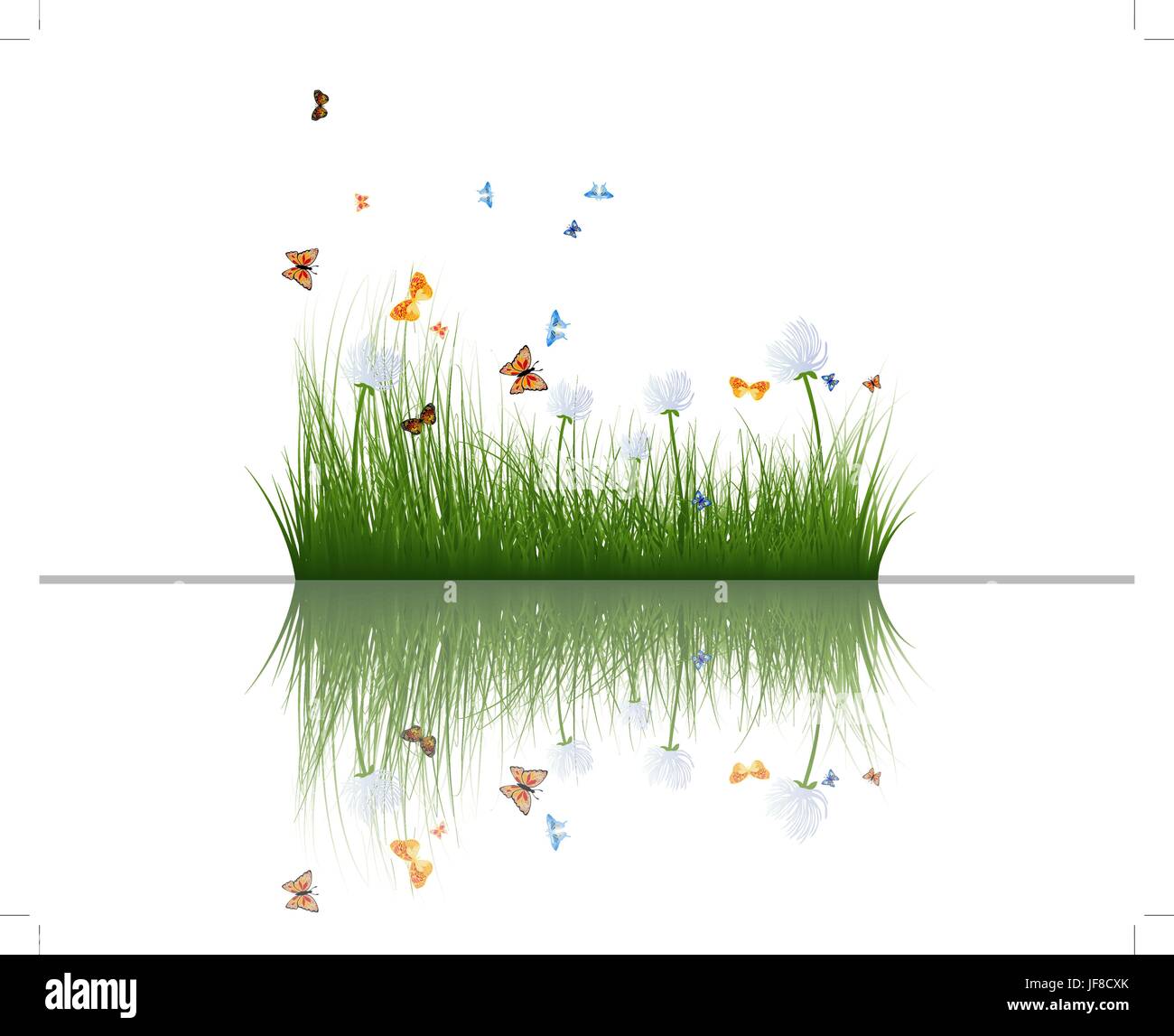 grass with reflections in water Stock Vector