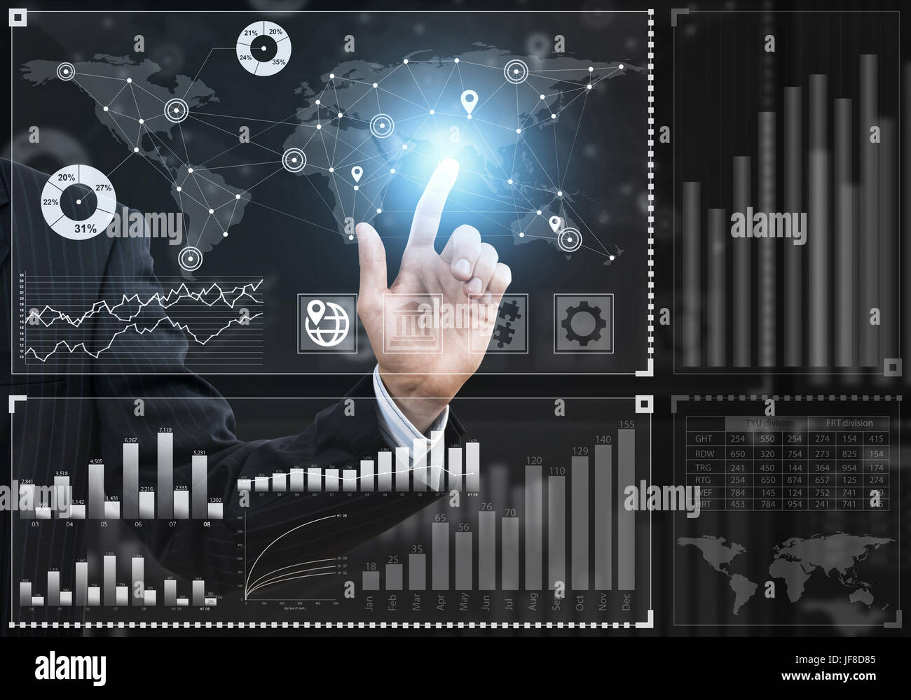 Businessman Back View Hand Touch High Resolution Stock Photography and ...