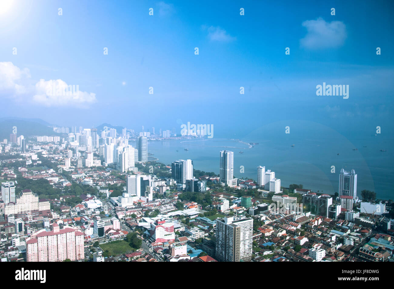 Penang Coastal View from The Top Komtar Stock Photo