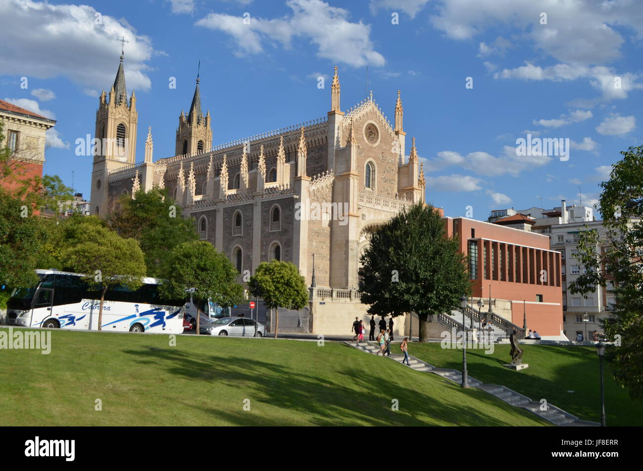 Street View of Roman Church of San Jerónimo el Real in Madrid, Spain Stock Photo