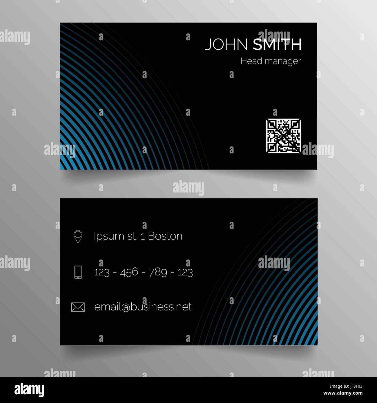 Business card template - modern abstract dark blue design Stock Vector ...