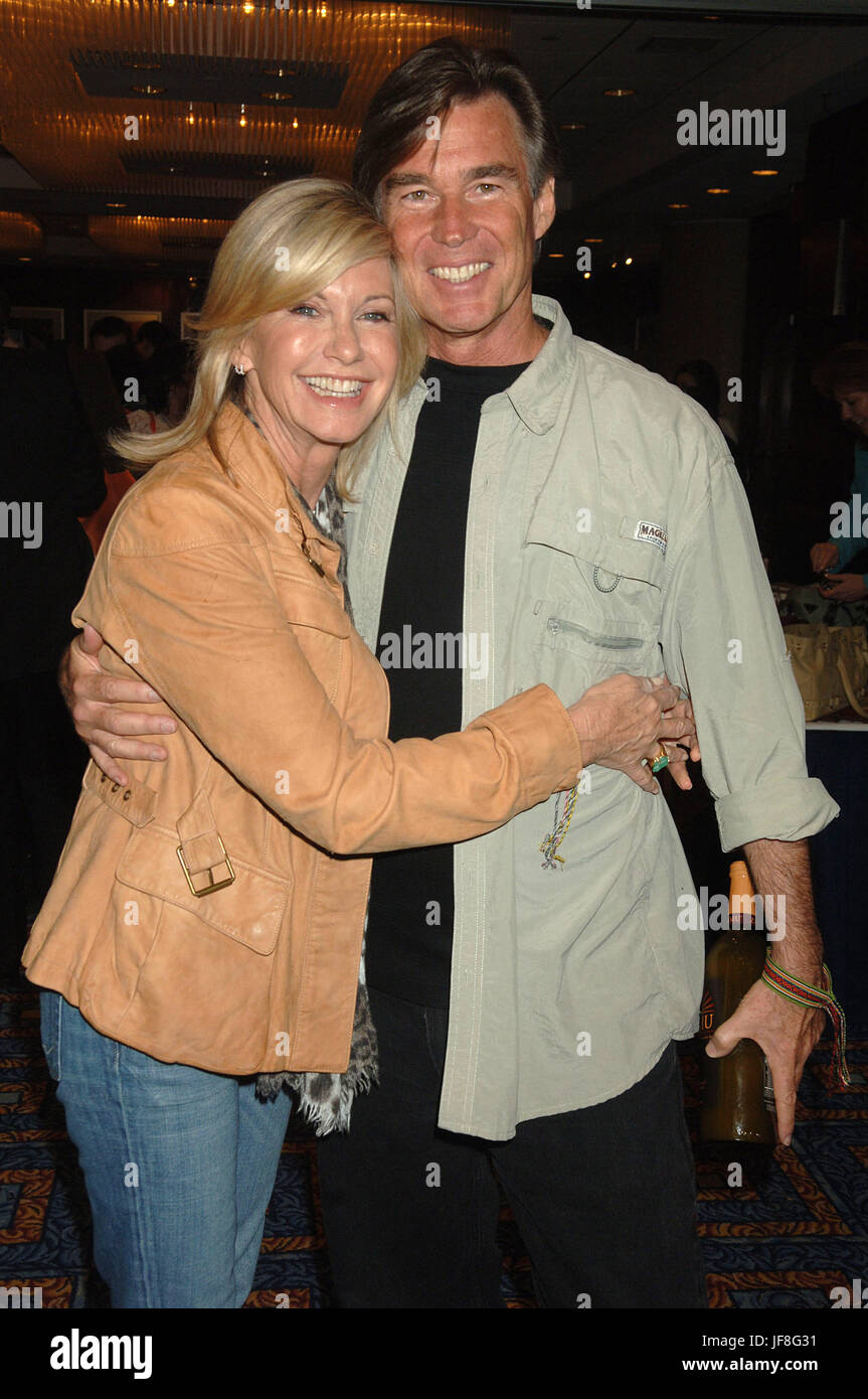 Olivia Newton-John and husband John Easterling at the Celebrity Connections & Good Causes media event at The Marriott Marquis Hotel in New York City. April 1, 2009. Credit: Dennis Van Tine/MediaPunch Stock Photo
