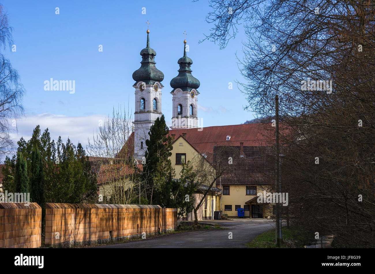 wiefalten, Germany - March 28, 2016: Exterior view of the minster of Our Lady in Zwiefalten in Upper Swabia, Wurttemberg, Germany. Stock Photo