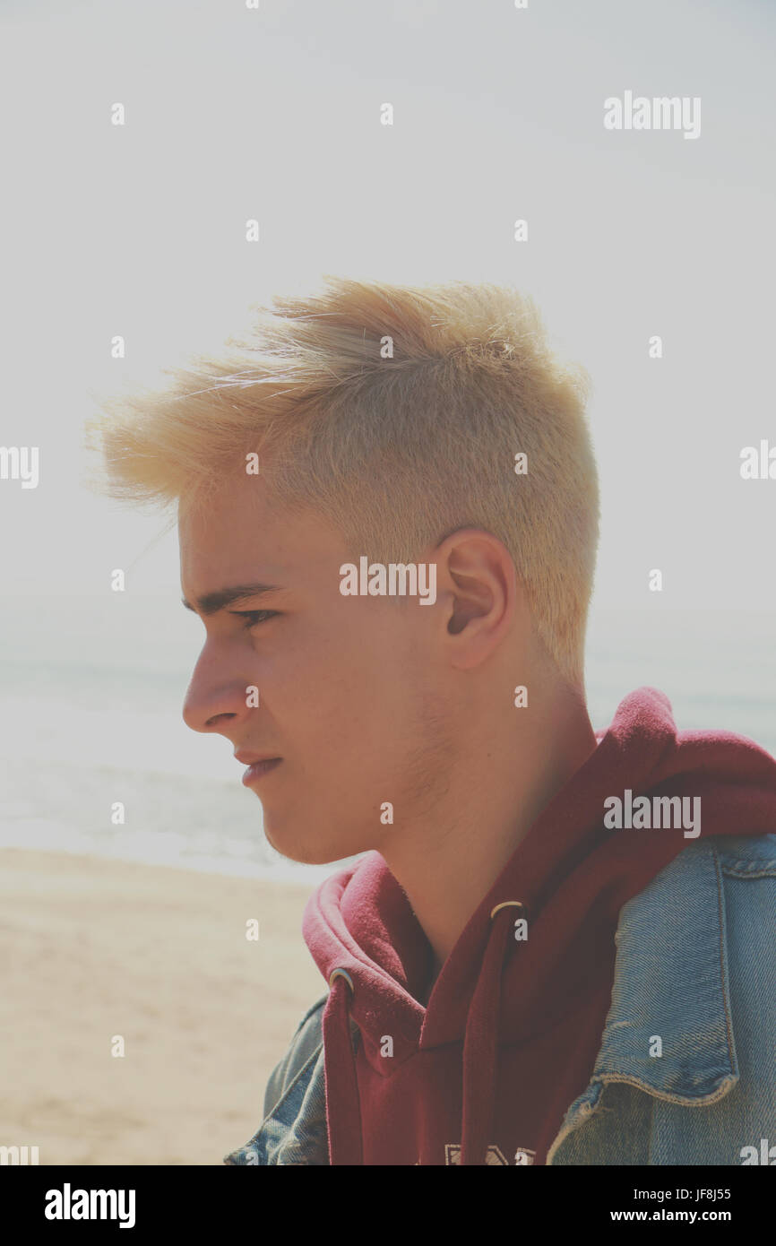 Closeup Portrait Of A Handsome And Attractive Blond Guy Stock