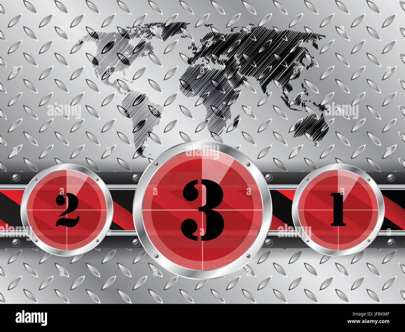Industrial background with countdown timer and world map Stock Vector