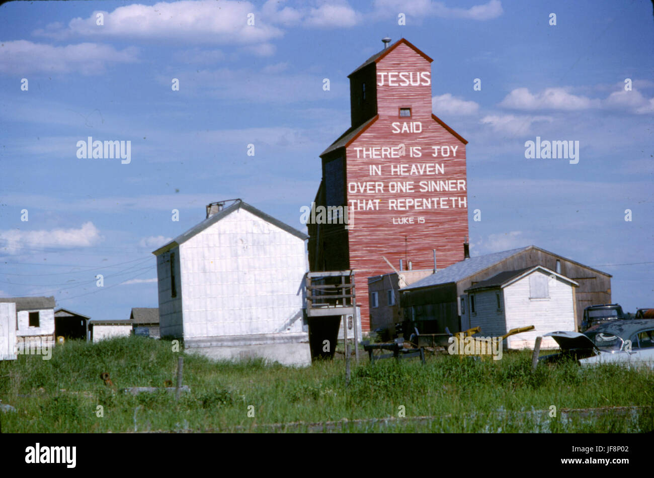 Grain elevator with Bible verse in Ellerslie, Alberta 32672446002 o