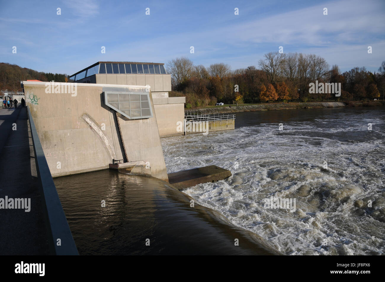 Hydroelectric power station in danube Stock Photo