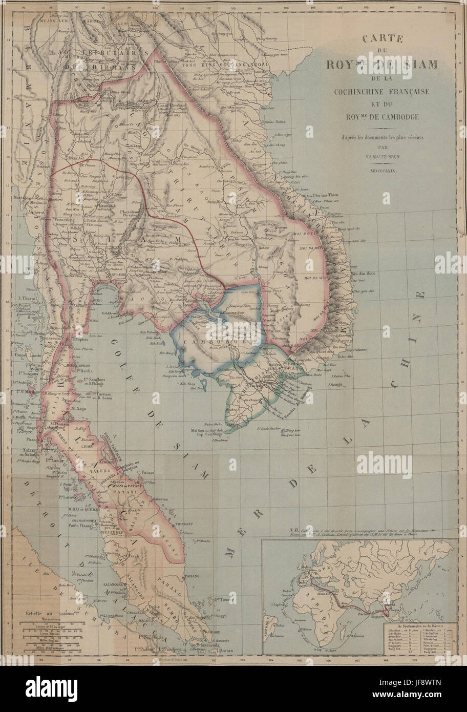 Carte du Royaume de Siam et de la Cochinchine Française 34427017492 o Stock Photo