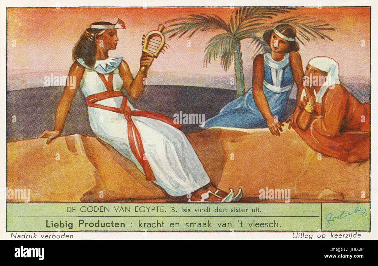 Egyptian gods. Isis. Liebig collectors' card, 1938 Stock Photo