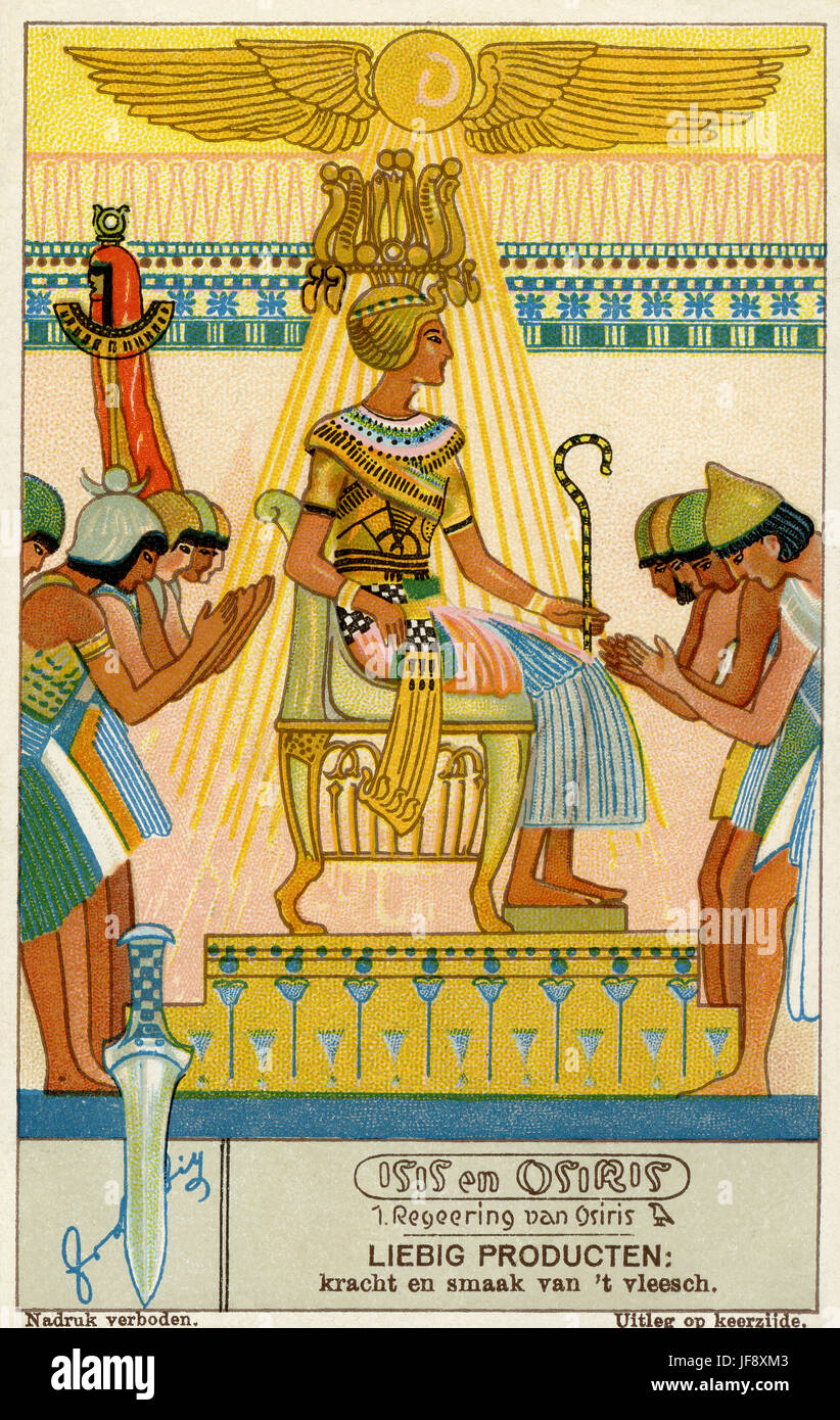 Reign of Osiris. Isis and Osiris. Liebig collectors' card 1933 Stock Photo