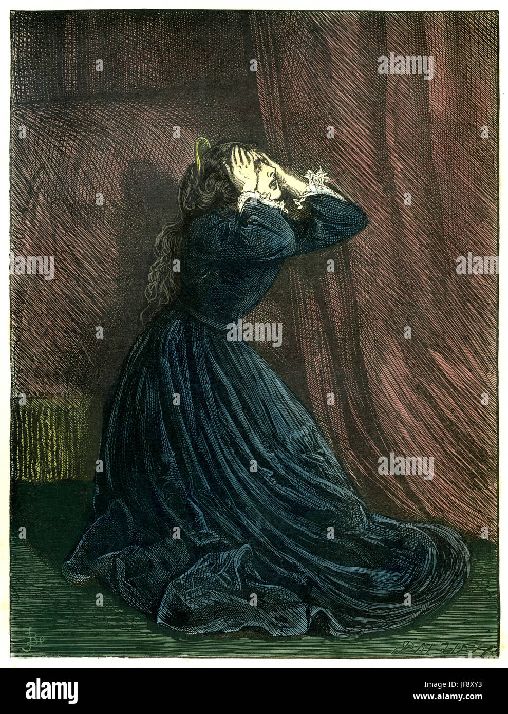 Lady Dedlock in Bleak House, novel by Charles Dickens (7 February 1812 – 9 June 1870), chapter 29 - 'O my child, o my child'. Illustration by Fred Barnard (16 May 1846 – 28 September 1896) Stock Photo