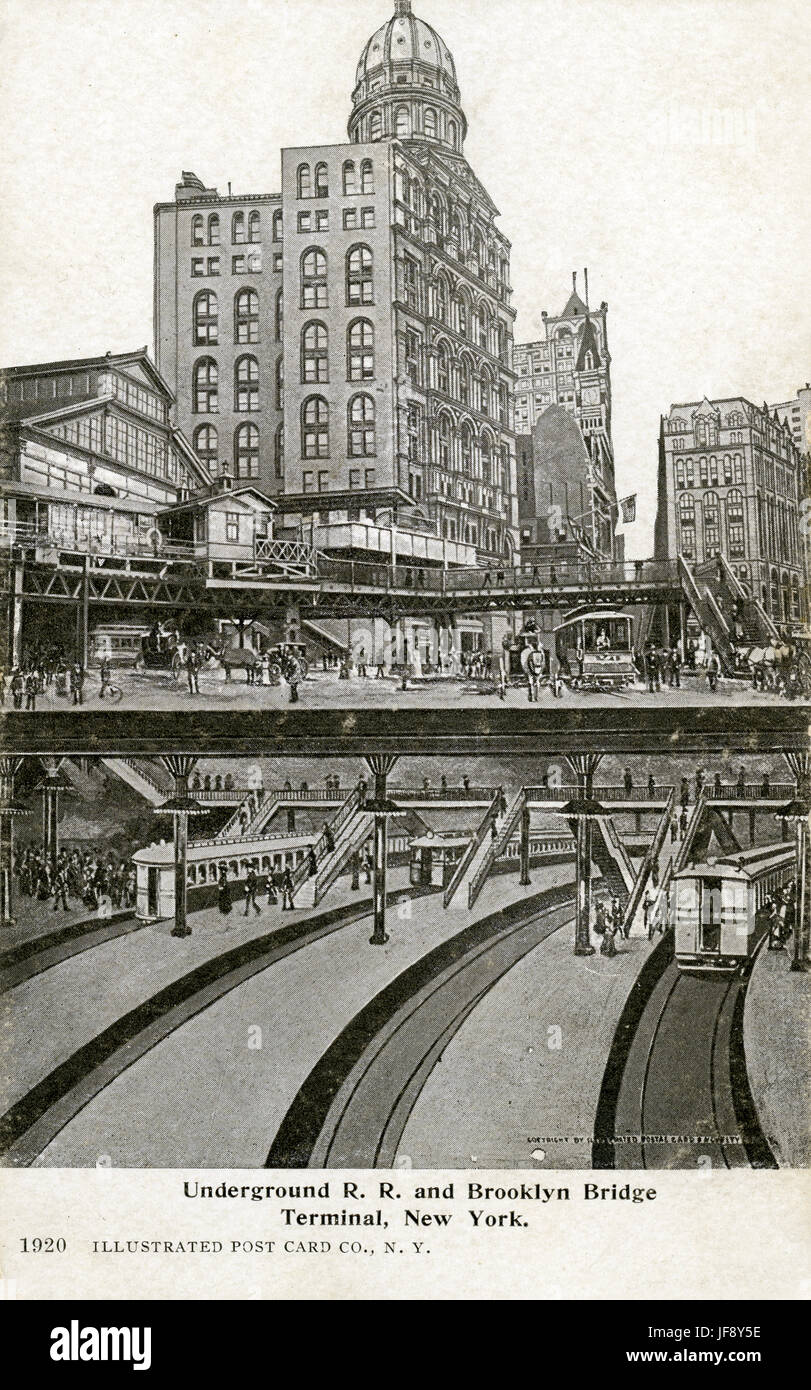 New York underground railway / subway and Brooklyn Bridge terminal