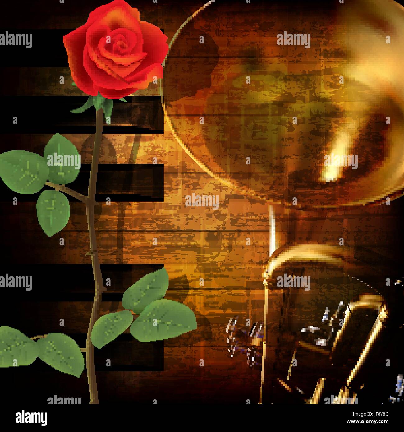 abstract grunge background with trumpet Stock Vector Image & Art - Alamy