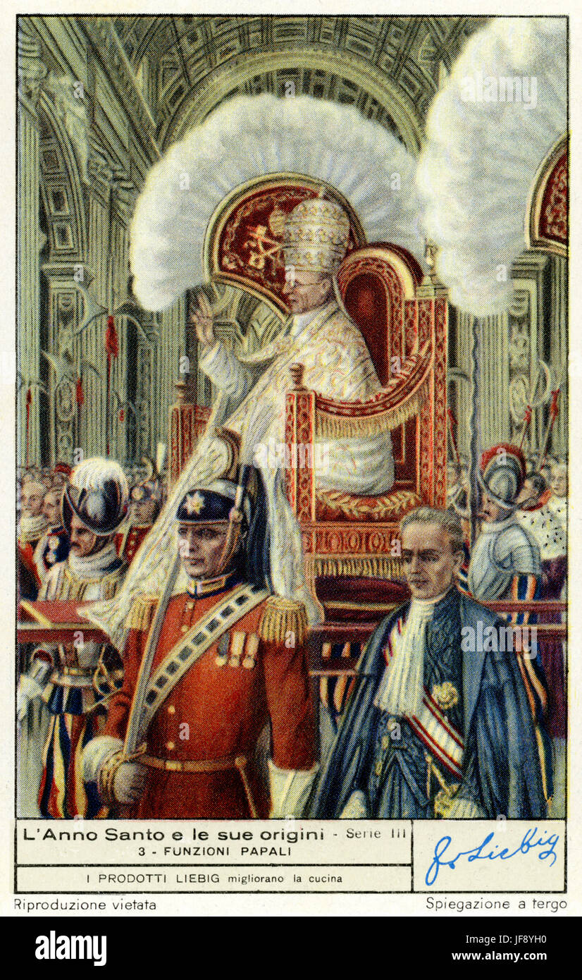 The Catholic holy year / jubilee and its origin. Papal functions for the holy year, 1950. Liebig collectors card, 1949 Stock Photo