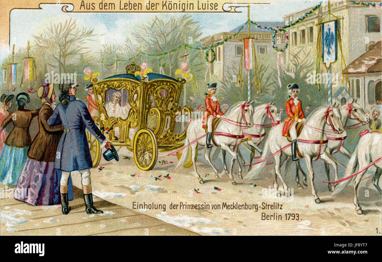 Marriage of Louise to Frederick William of Prussia, 1793. Life of Duchess Louise of Mecklenburg-Strelitz, Queen Consort of Prussia. Wife of Frederick William III (10 March 1776 – 19 July 1810). Stock Photo