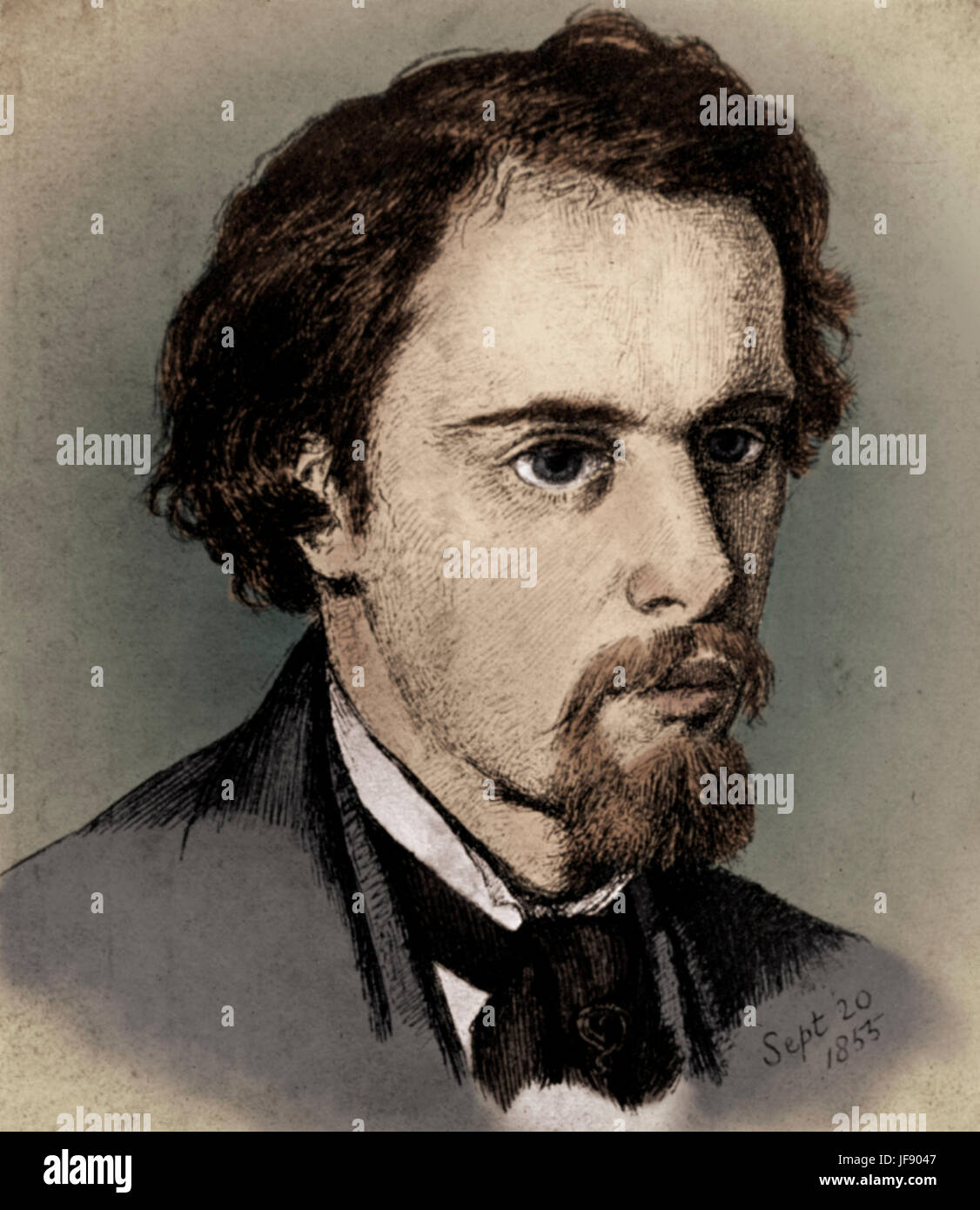 Dante Gabriel Rossetti, portrait by himself. English poet, painter and translator. 12 May  1828 - 10 April 1882 Stock Photo