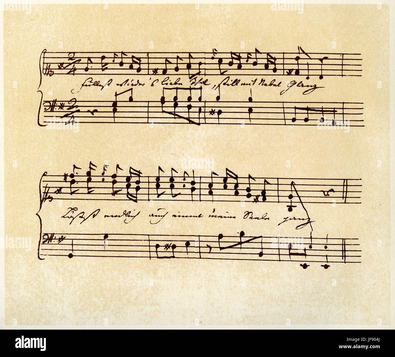 An den Mond, poem by Johann Wolfgang von Goethe, set to music by Franz Schubert, handwritten score Stock Photo