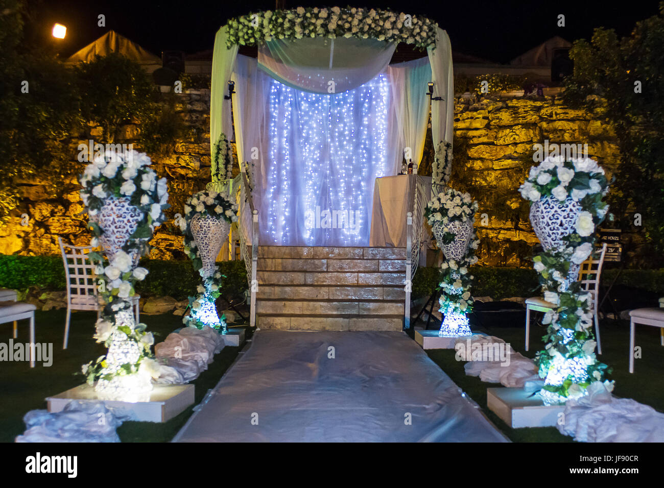 Jewish Hupa , wedding putdoor . Stock Photo