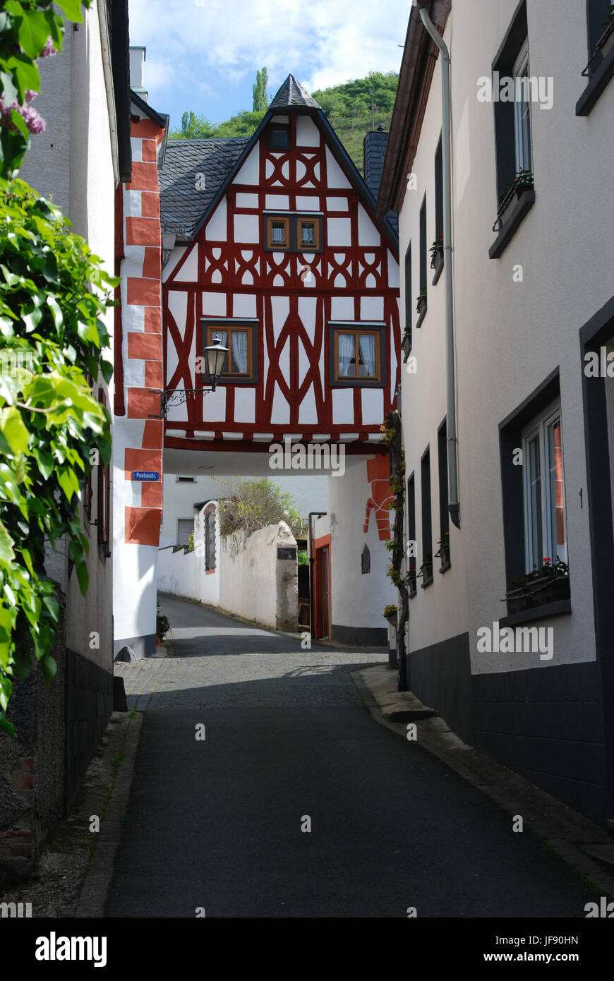 Ediger Germany old historic streetand woodframed house in Ediger Mosel Germany Stock ...