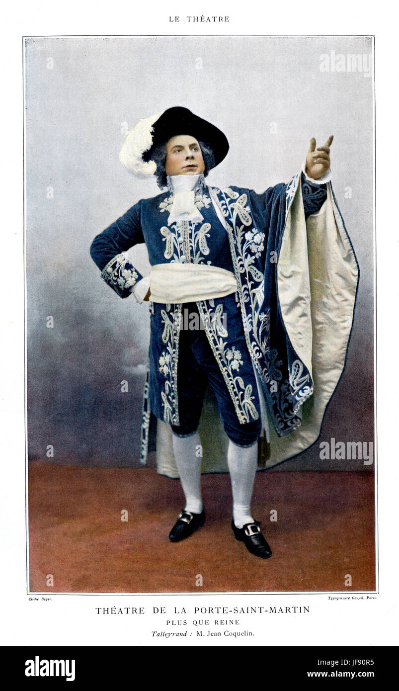 Jean Coquelin as Talleyrand in Plus que reine, play by Emile Bergerat. Production at the Théâtre de la Porte - Saint - Martin, 1899.  French actress, 25 November 1859 - 1933. Stock Photo