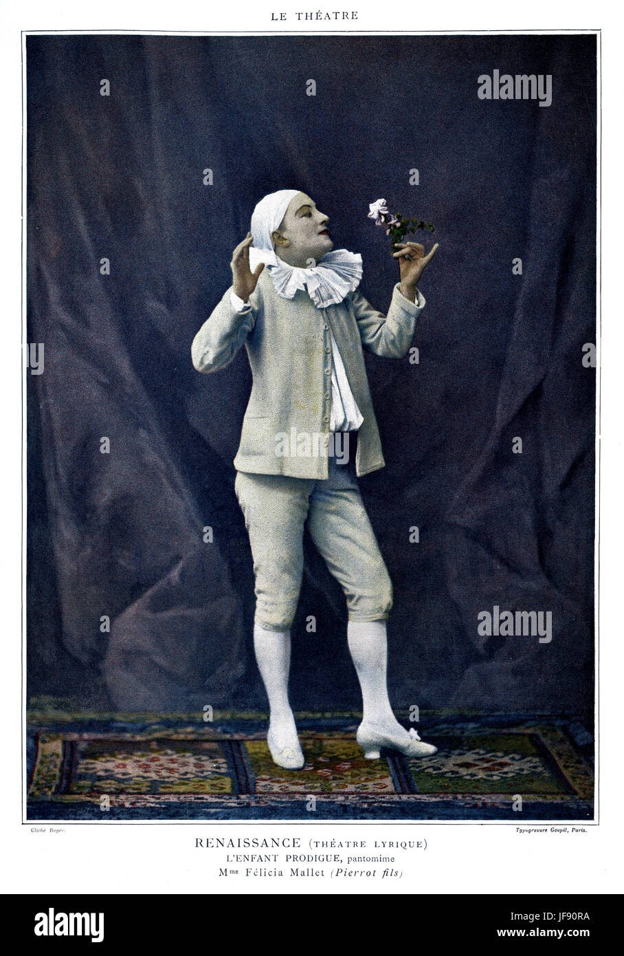 Felicia Mallet as Pierrot fils in L'enfant Prodigue, pantomime, 1899 production Stock Photo