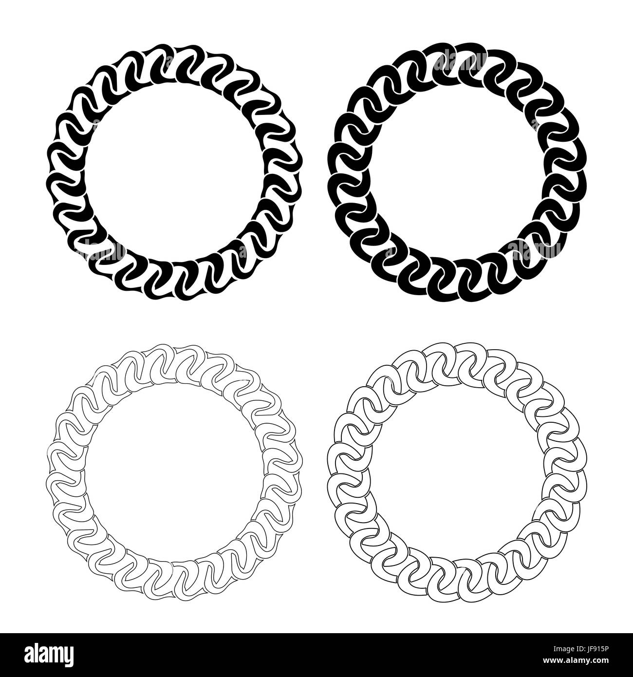 Circle Decorative Chain  Frames Isolated on White Background Stock Vector