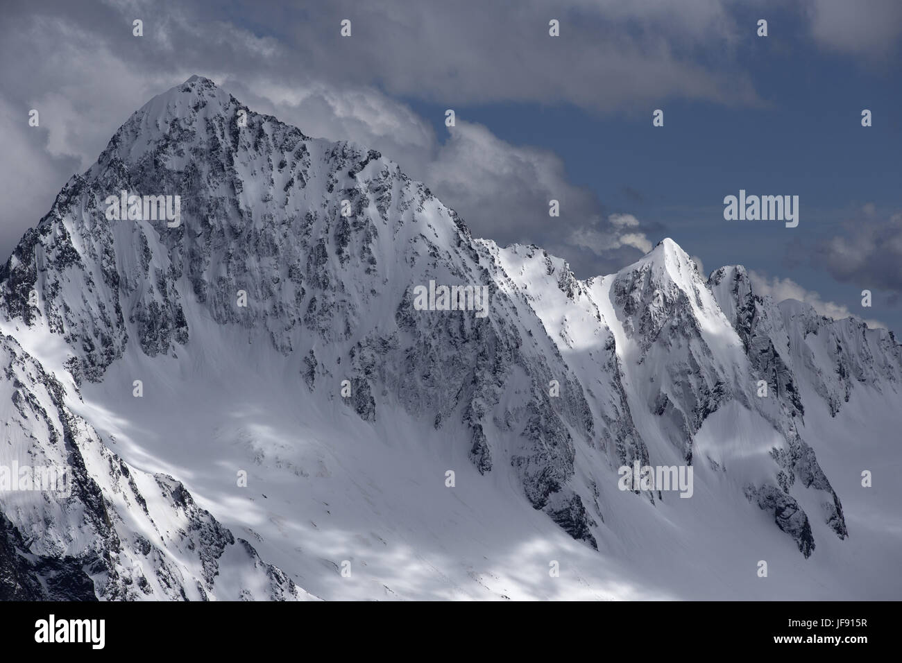 Snow-covered mountain tops. Russia, Caucasus. Stock Photo