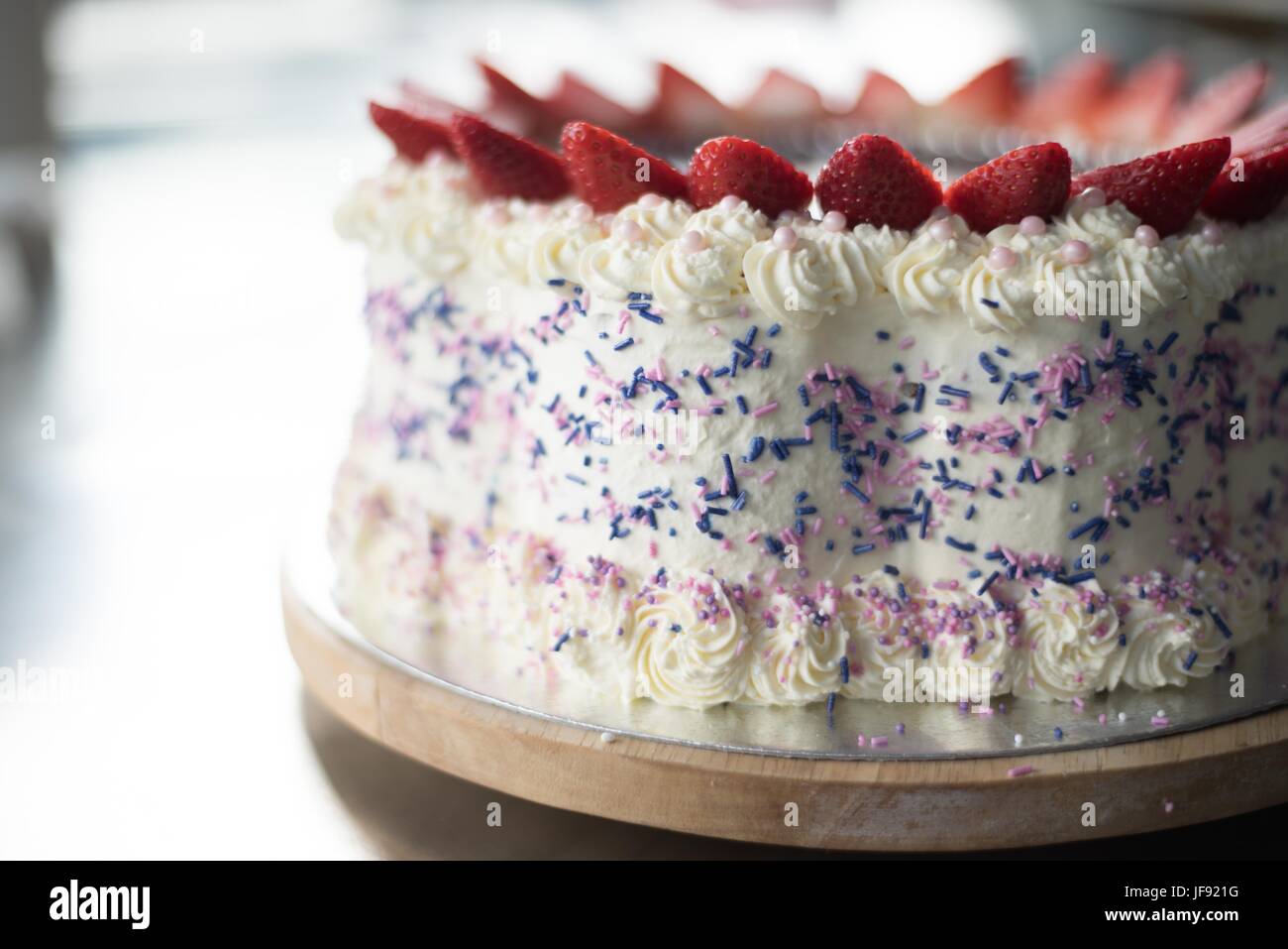 Strawberry confetti cake Stock Photo Alamy