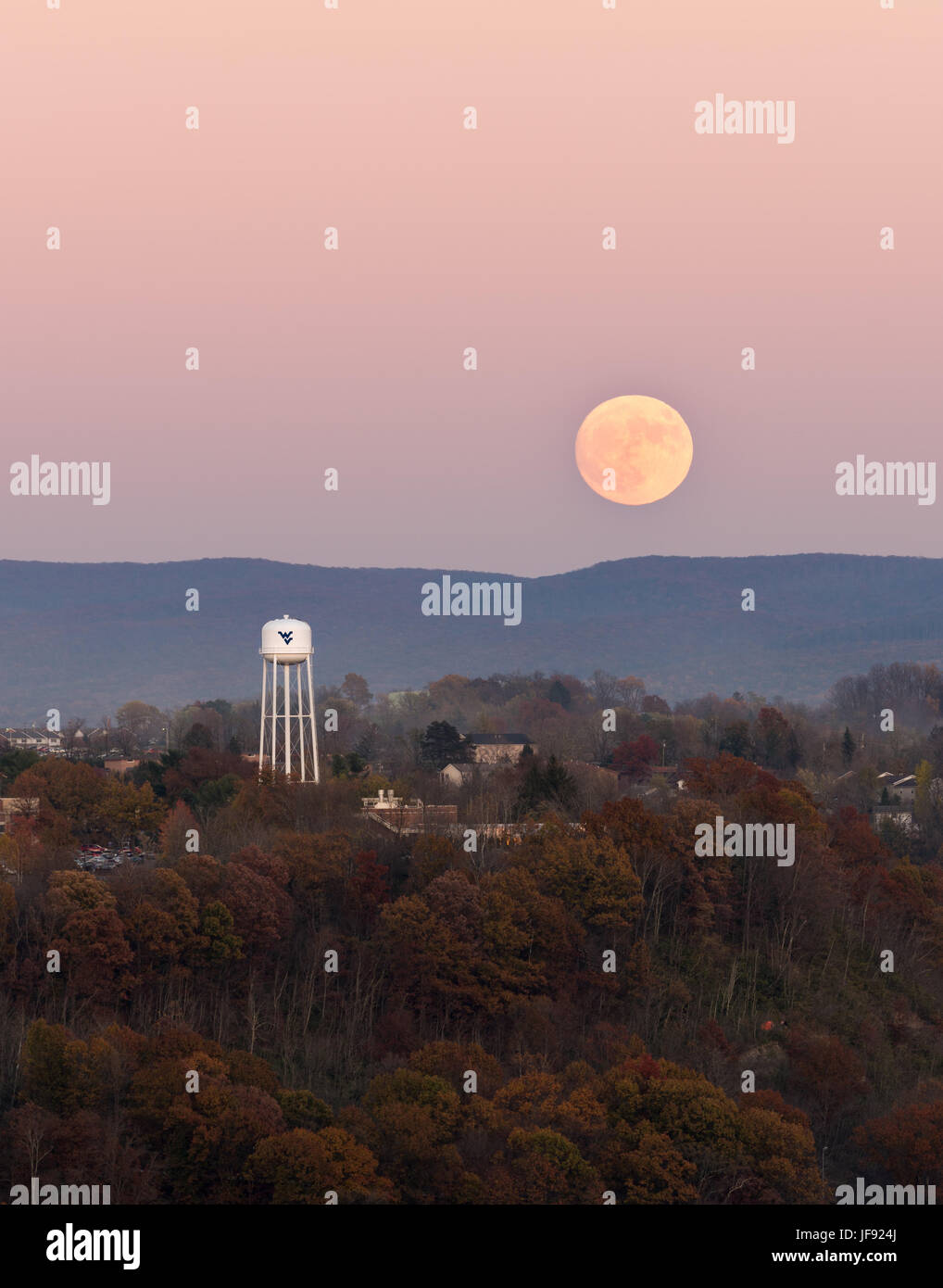 Harvest Supermoon over WVU WV Stock Photo Alamy