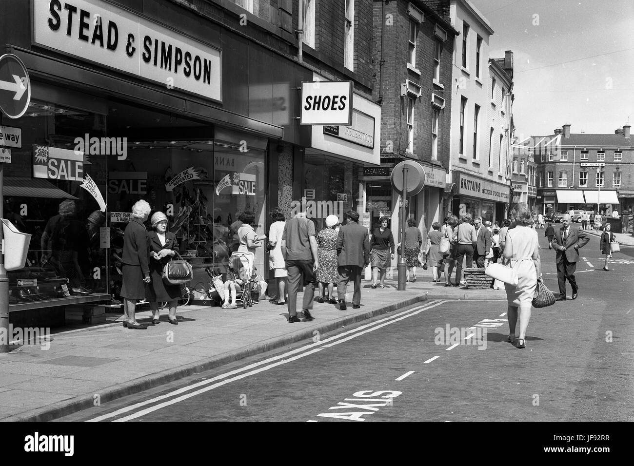 Busy provincial market town Wellington Shropshire 1960s Picture by David Bagnall Stock Photo