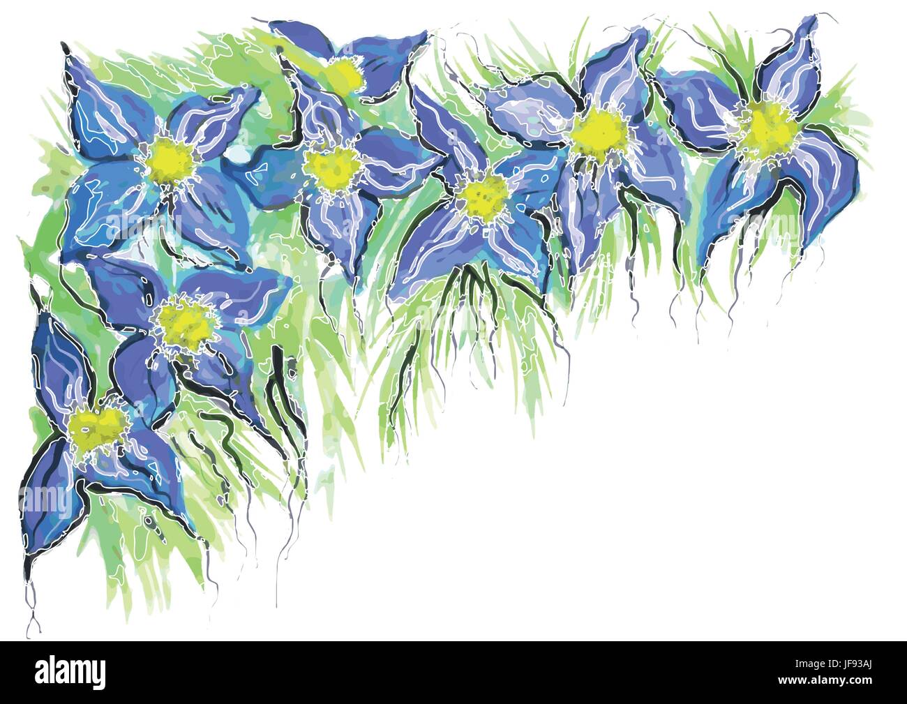 Garden blue flowers Stock Vector Images - Alamy