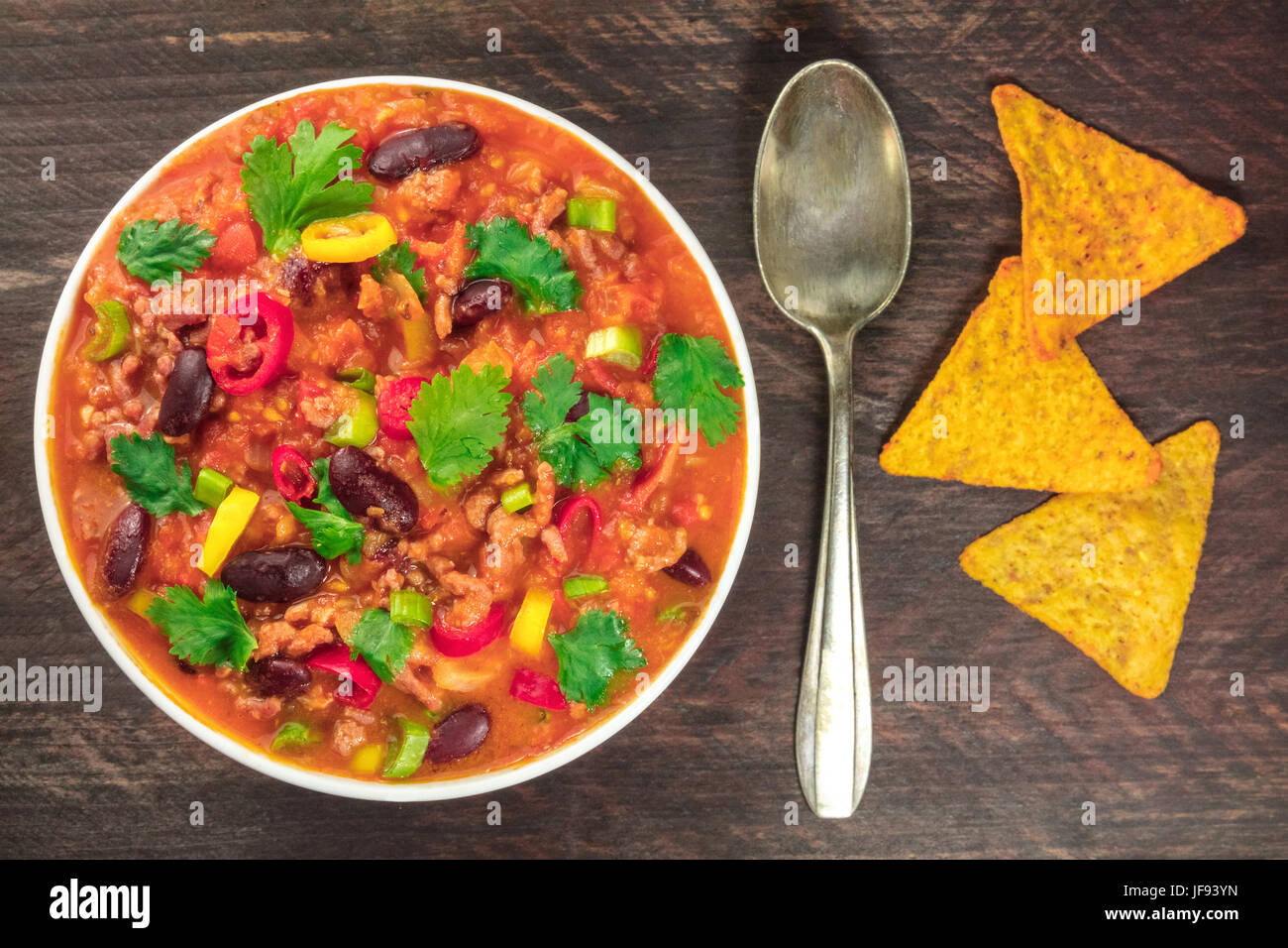 Chili con carne, traditional Mexican dish, with copyspace Stock Photo