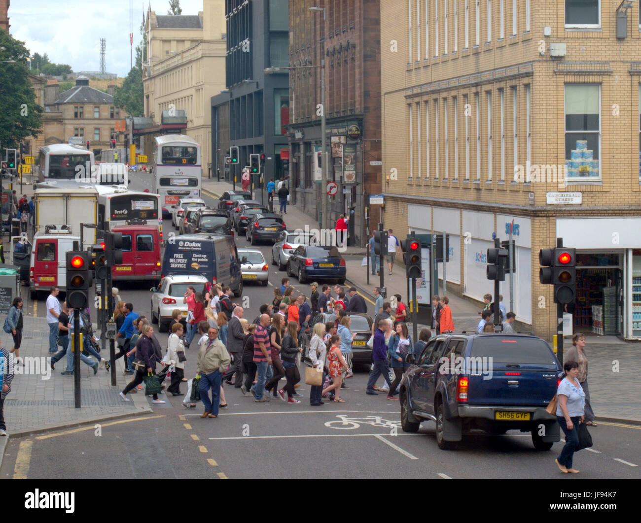 Hope street Glasgow which is described as one of the UK most polluted streets due to car emissions Stock Photo