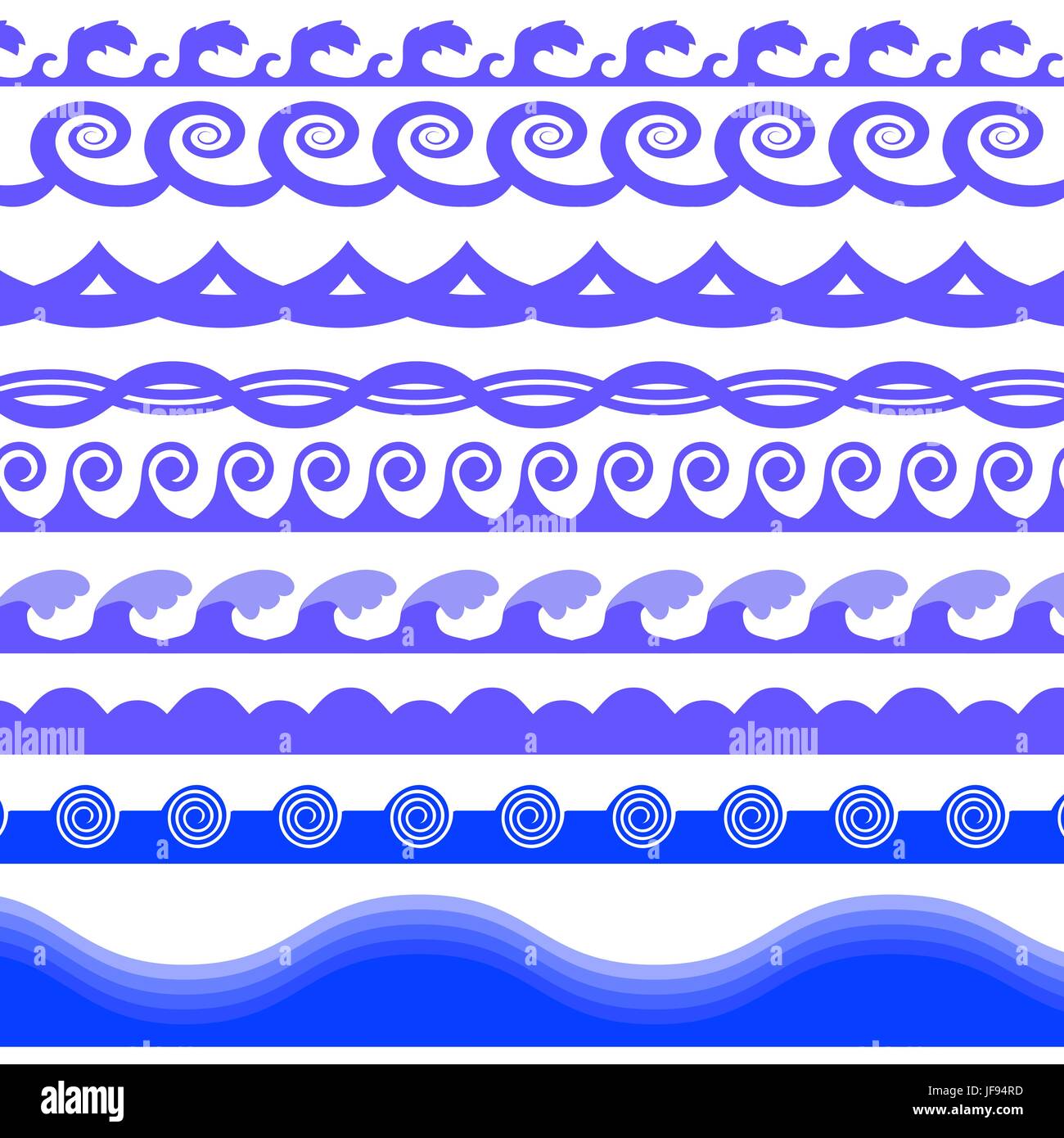 Set of Blue Sea Waves Isolated on White Background Stock Vector Image ...