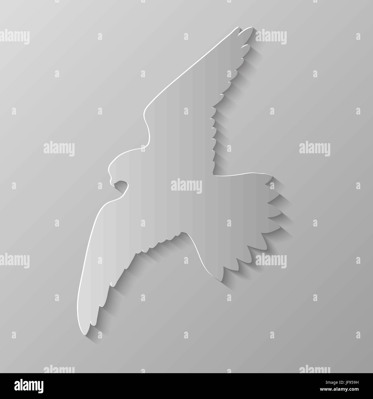 Stylized Grey Bird Silhouette Isolated on Grey Background Stock Vector