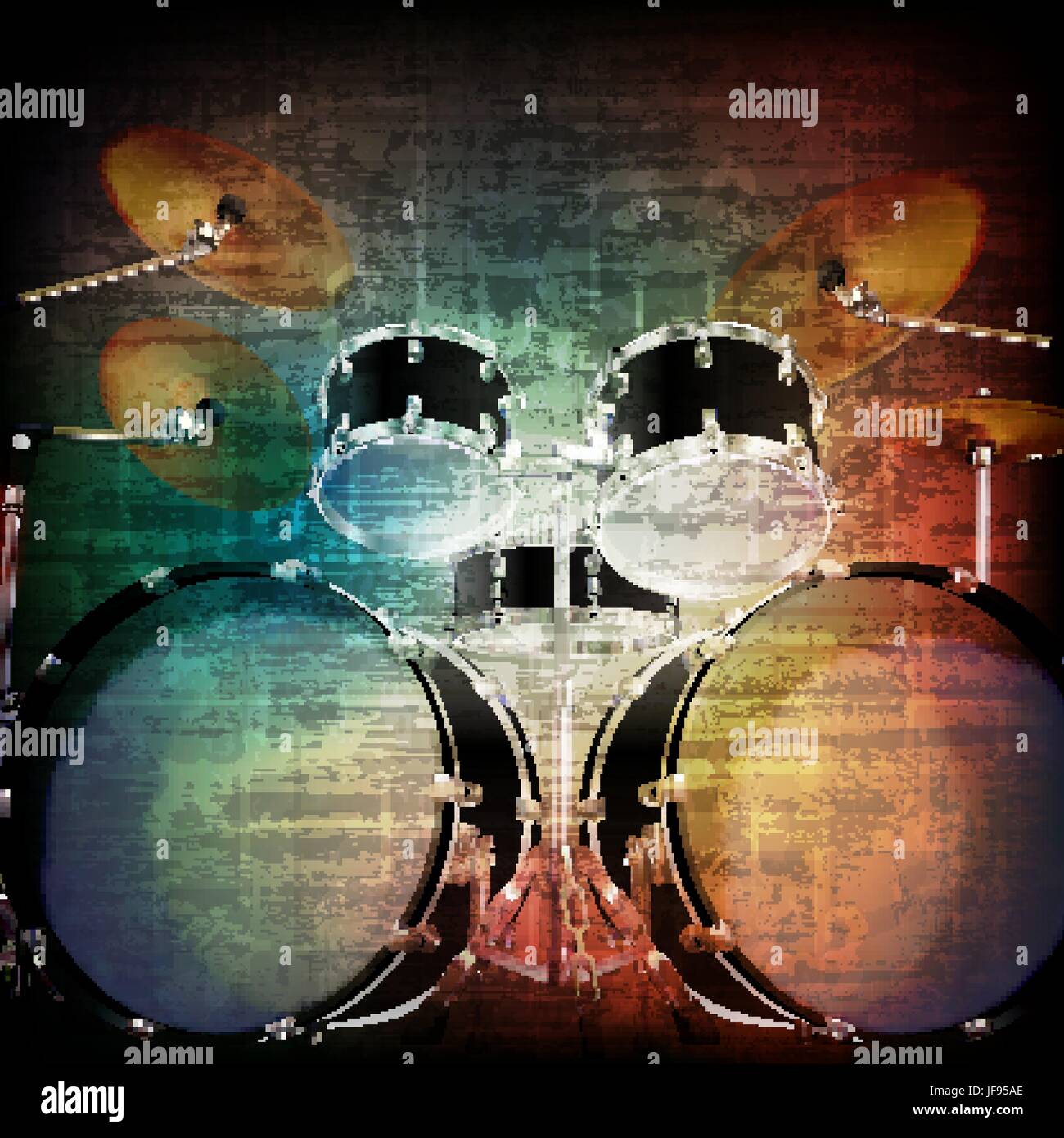 abstract grunge background with drum kit Stock Vector