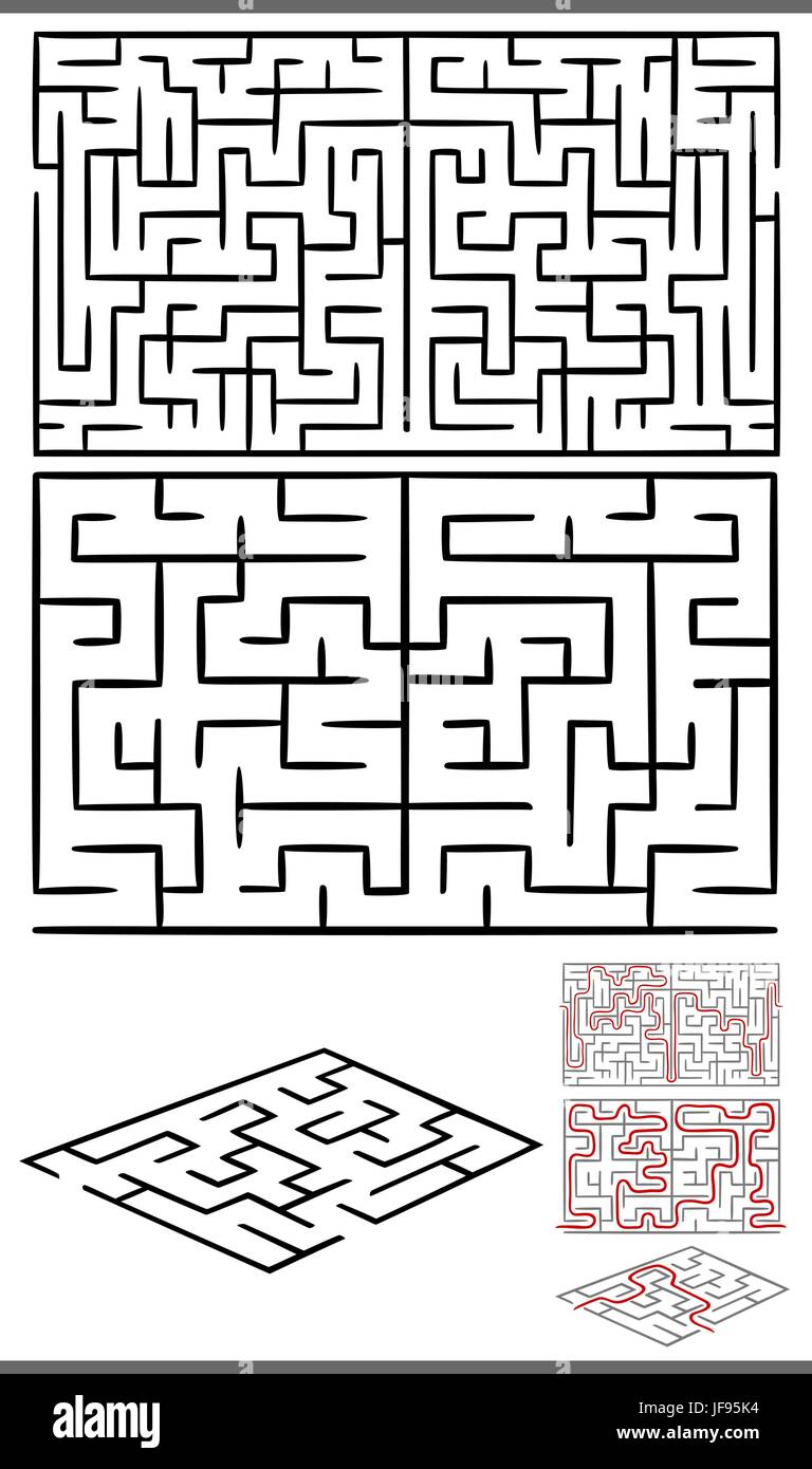 mazes or labyrinths diagrams set Stock Vector