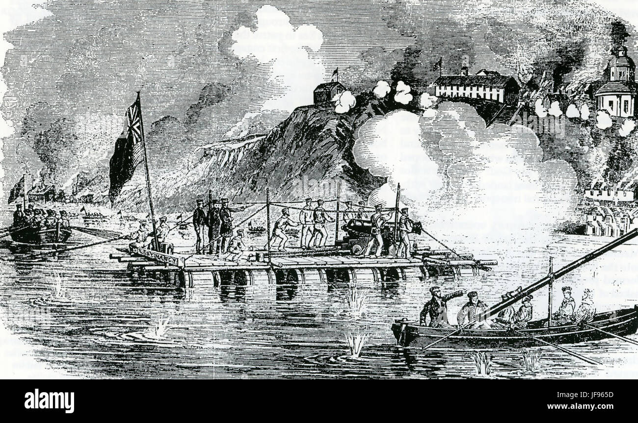 TANGANROG BOMBARDMENT during the siege of May 1855 as part of the Crimean War actions against Russia Stock Photo