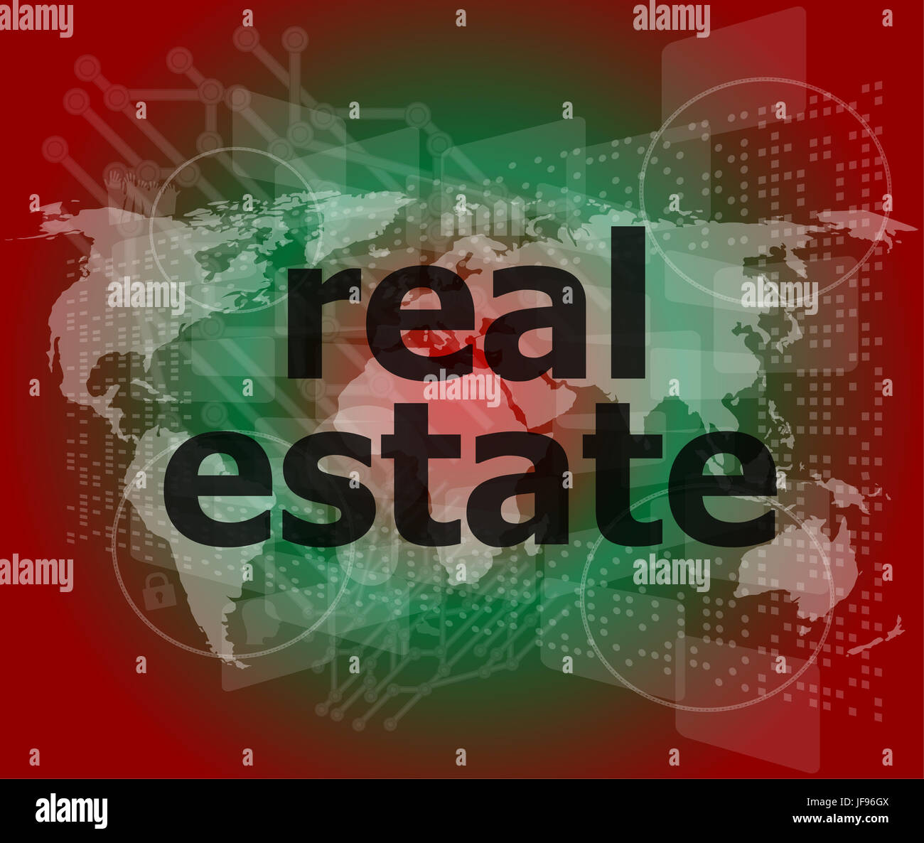 real estate text on touch screen Stock Photo Alamy