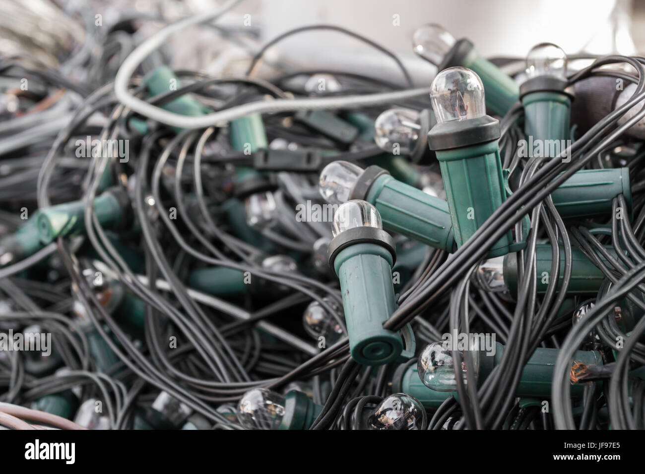 Knotted Christmas lights Stock Photo Alamy
