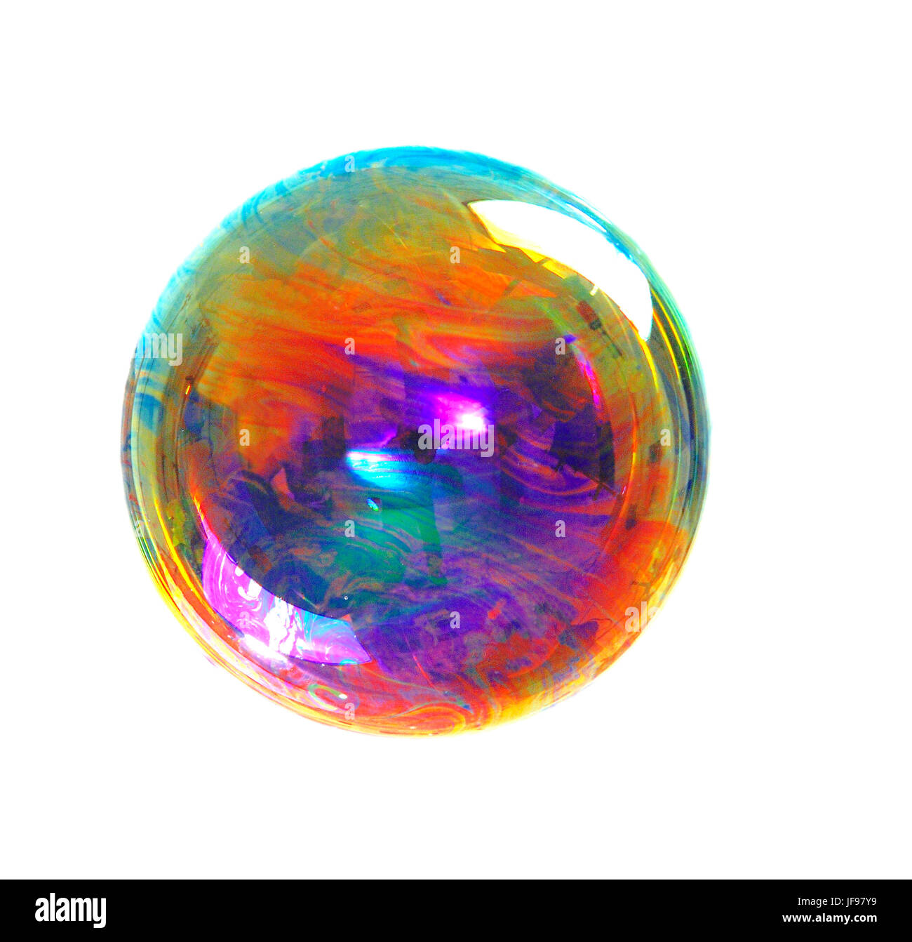 a soap bubble with many colors, colors contrast, color image Stock