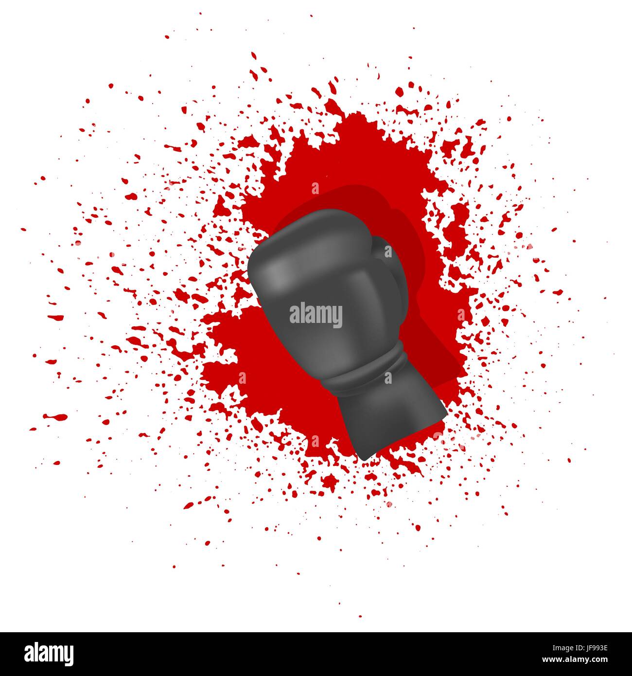 Single Boxing Glove on Blood Splatters Background Stock Vector