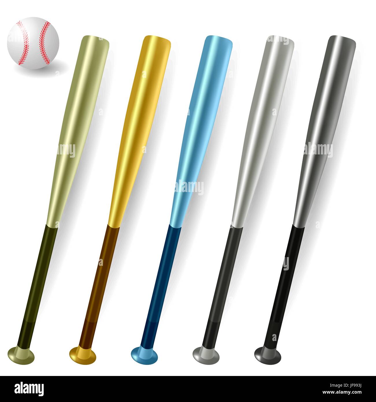 Baseball Bats and Ball Isolated on White Background Stock Vector